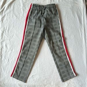 DNA Houndstooth Pants w/ Red & White Stripe on Side Size S Elastic Waistband